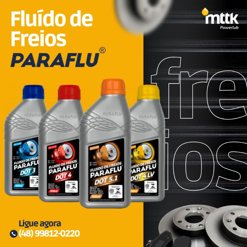 Os fluidos de freio PARAFLU garantem a máxima eficiência no sistema de freios, proporcionando confiança e desempenho em qualquer situação.